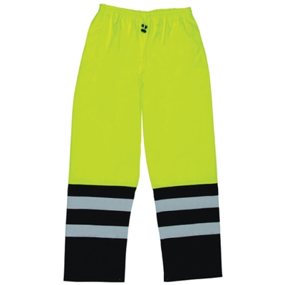 Bright colored Rain Pants size X-Large are great when you're working in the rain.