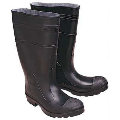 Black Industrial PVC Rain Boots with Anti-Skid Cleating - Size 16