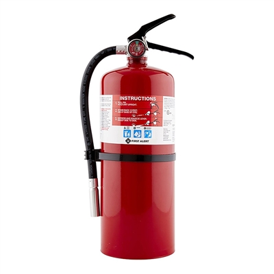 This red rechargeable fire extinguisher is great to have in your home or business