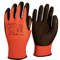 Red Nylon Glove with Black Latex Coating - Large