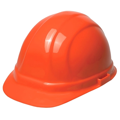 This orange hard hat is great for keeping you safe. It's durable and adjustable suspension.