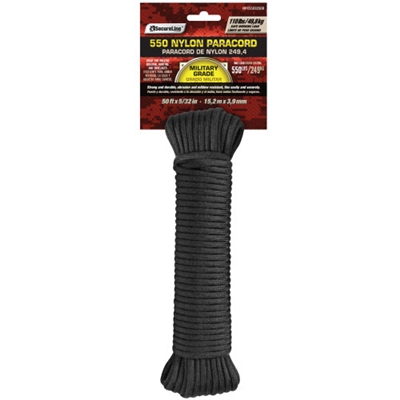 Nylon 550 Paracord Black 50 ft