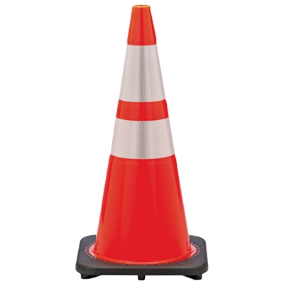 Orange Traffic Cone 28 in with Reflective Stripes