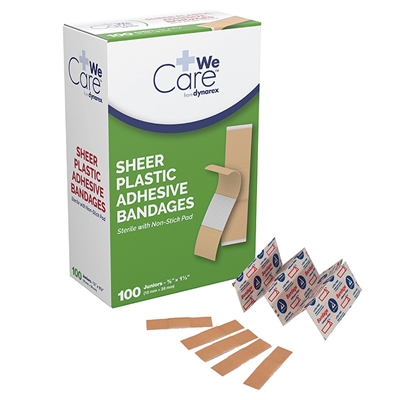 Sheer Plastic Adhesive Bandage 3/8 in x 1  1/2 in  100 Pack