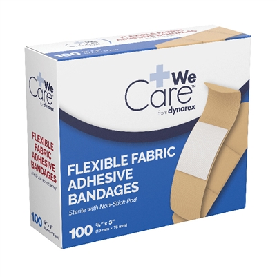 Woven Adhesive Bandages - 3/4" x 3" - 100-Pack