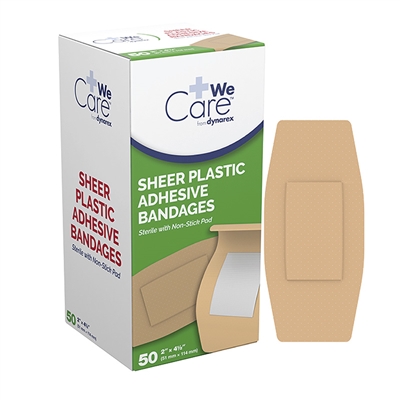 Sheer Plastic Adhesive Bandage 2 in x 4.5 in - 50-Pack