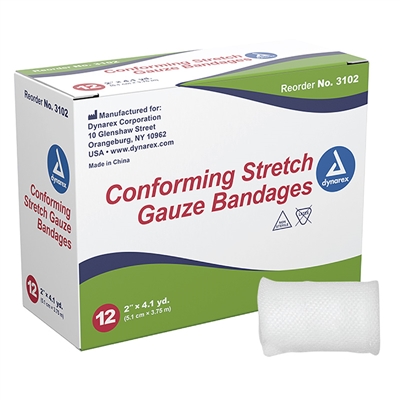 Stretch gauze bandage roll 2 in 12 pack