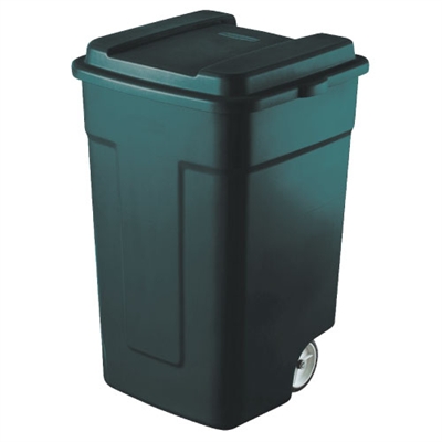 Lavex 50 Gallon Green Wheeled Rectangular Trash Can with Lid